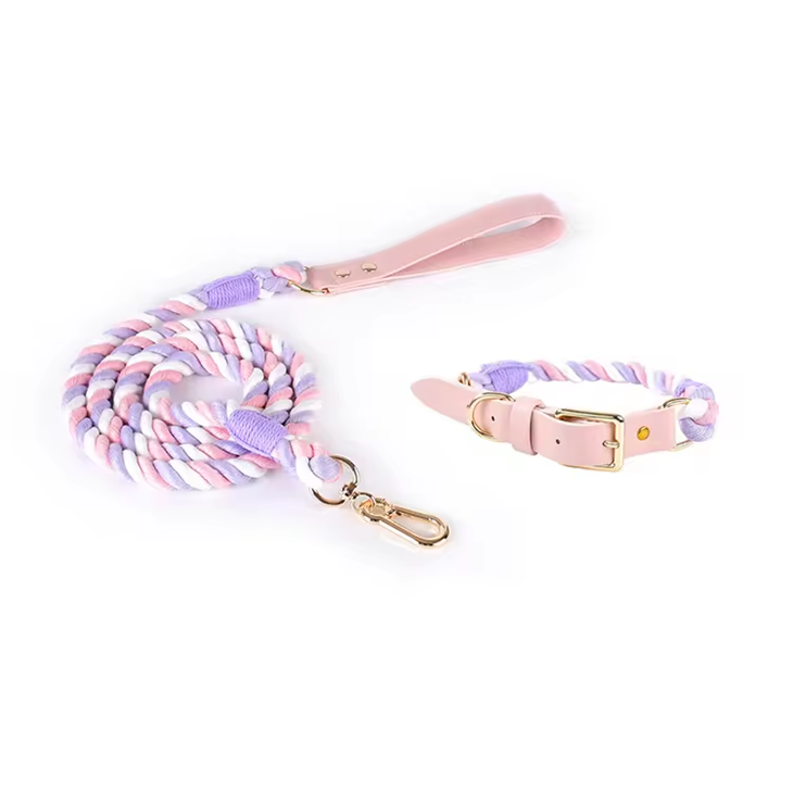 Custom Leather Luxury Pet Collar And Leash Set